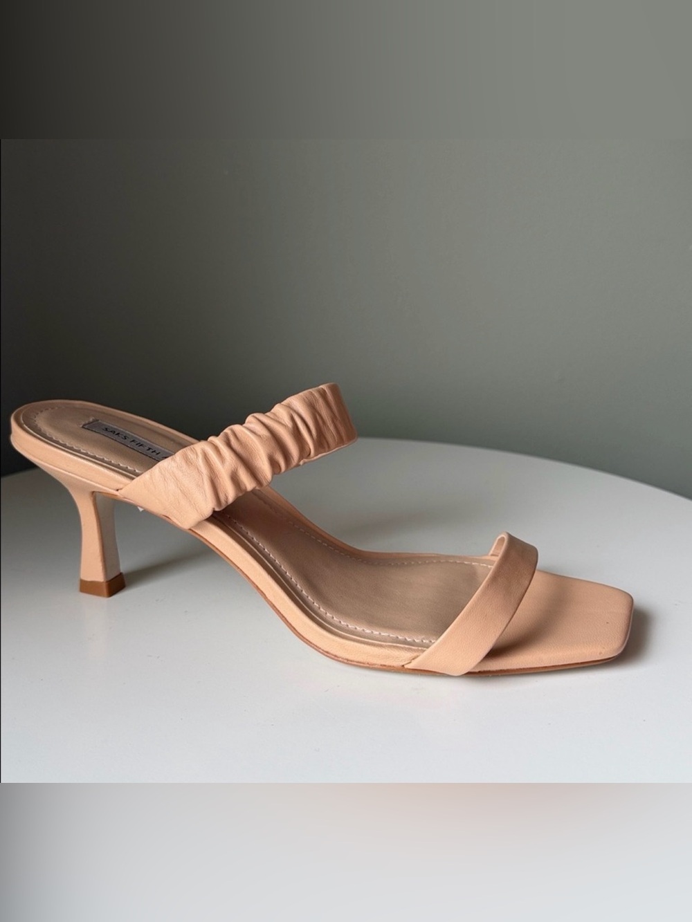Saks Fifth Avenue Ruched Double Strap women's sandals.